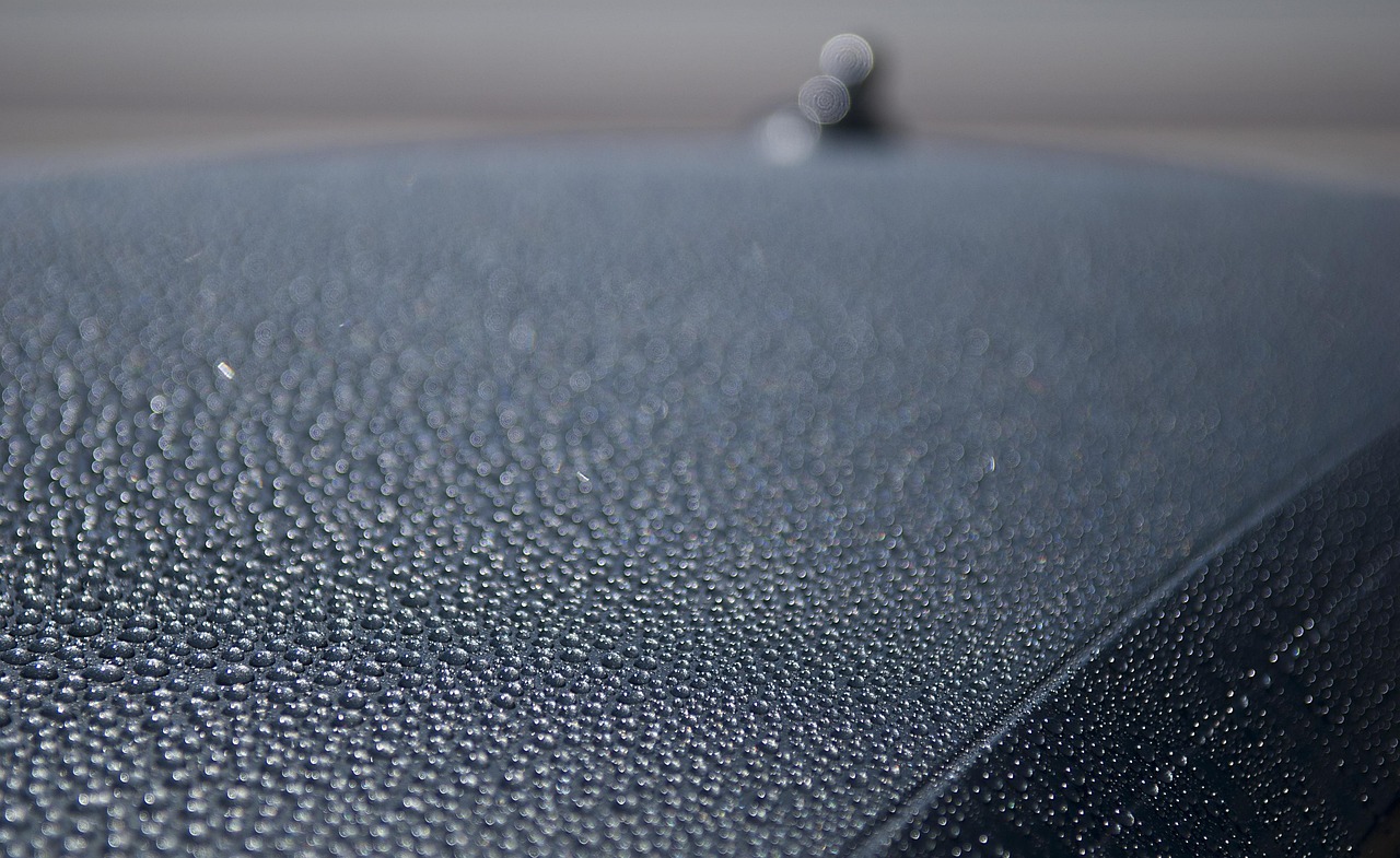 Water beading tightly on coated dark paint