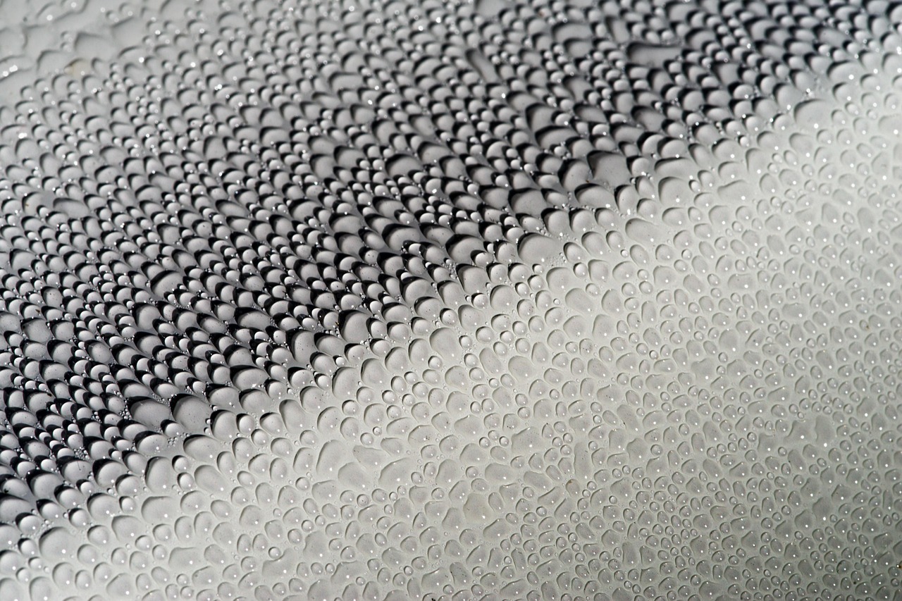 Sealed paint surface covered in uniform droplets