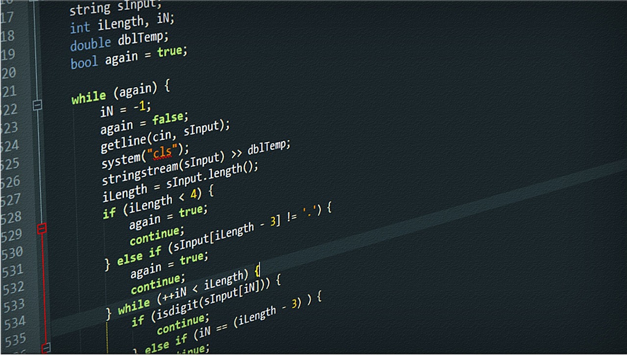 Blue-tinted source code on screen
