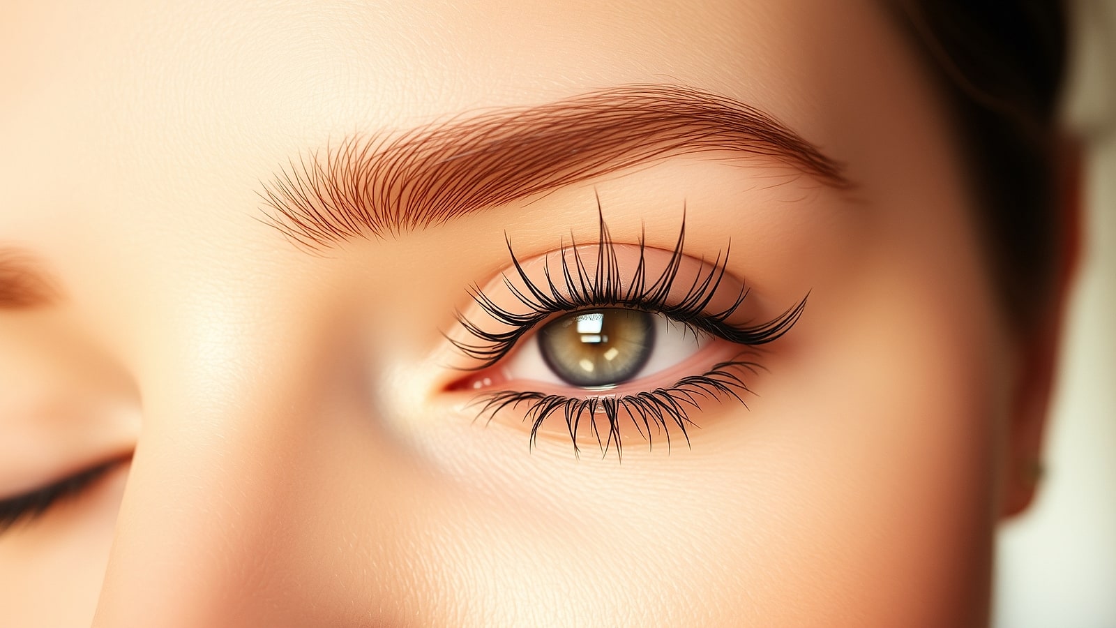 The reveal — a classic set, one fine extension per natural lash