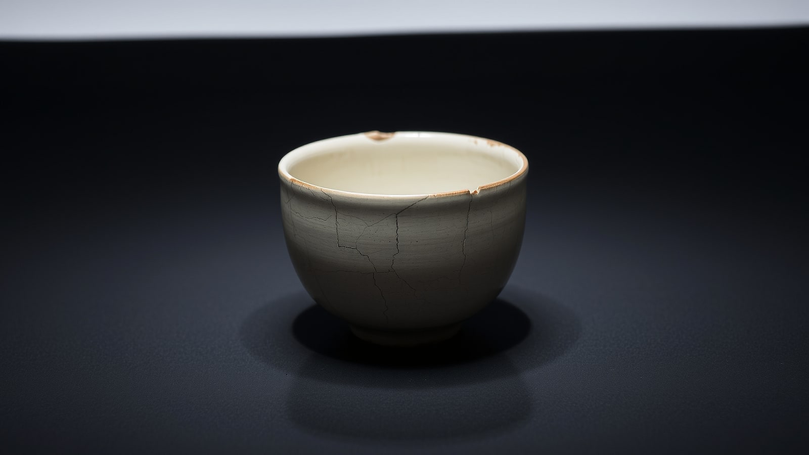 A cracked ceramic bowl before repair